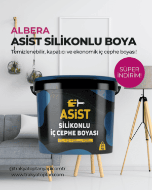 Asist silikonlu iç cephe boyası, temizlenebilir ve ekonomik iç cephe boyası. Trakya Toptan'dan uygun.