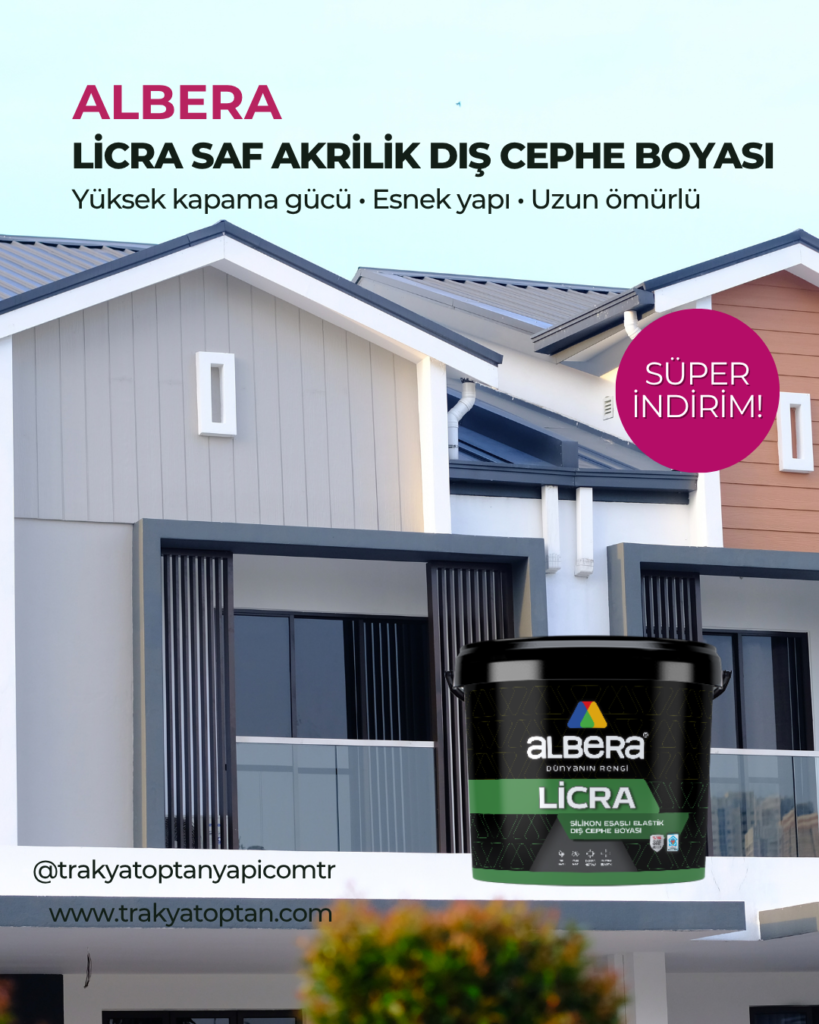 Albera Licra %100 Saf Akrilik Yarımat Parlak Dış Cephe Boyası: Dayanıklılık ve Estetiğin Buluştuğu Nokta
