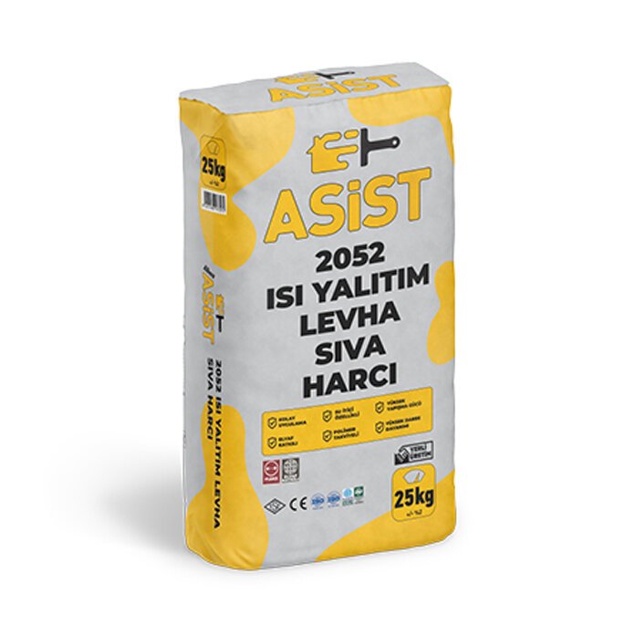 2204202669e92a7ba060e.jpeg Asist 2052 Isı Yalıtım Levha Sıva Harcı 25 Kg