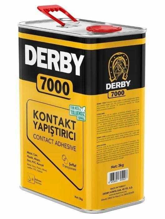 Derby 7000 Kontakt Şeffaf Tüp Yapıştırıcı Kokusuz - 3 kg