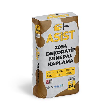 Asist 2054 Dekoratif Mineral Kaplama Tane Doku 25 kg - Kalın